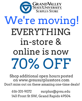 GVSU Surplus Store Moving Sale